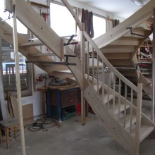 Probeaufbau der Treppen in der Werkstatt