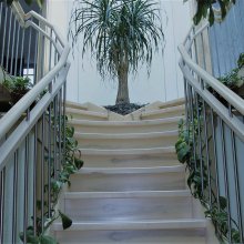 Treppe mit Verjüngung und Teilung in zwei Läufe